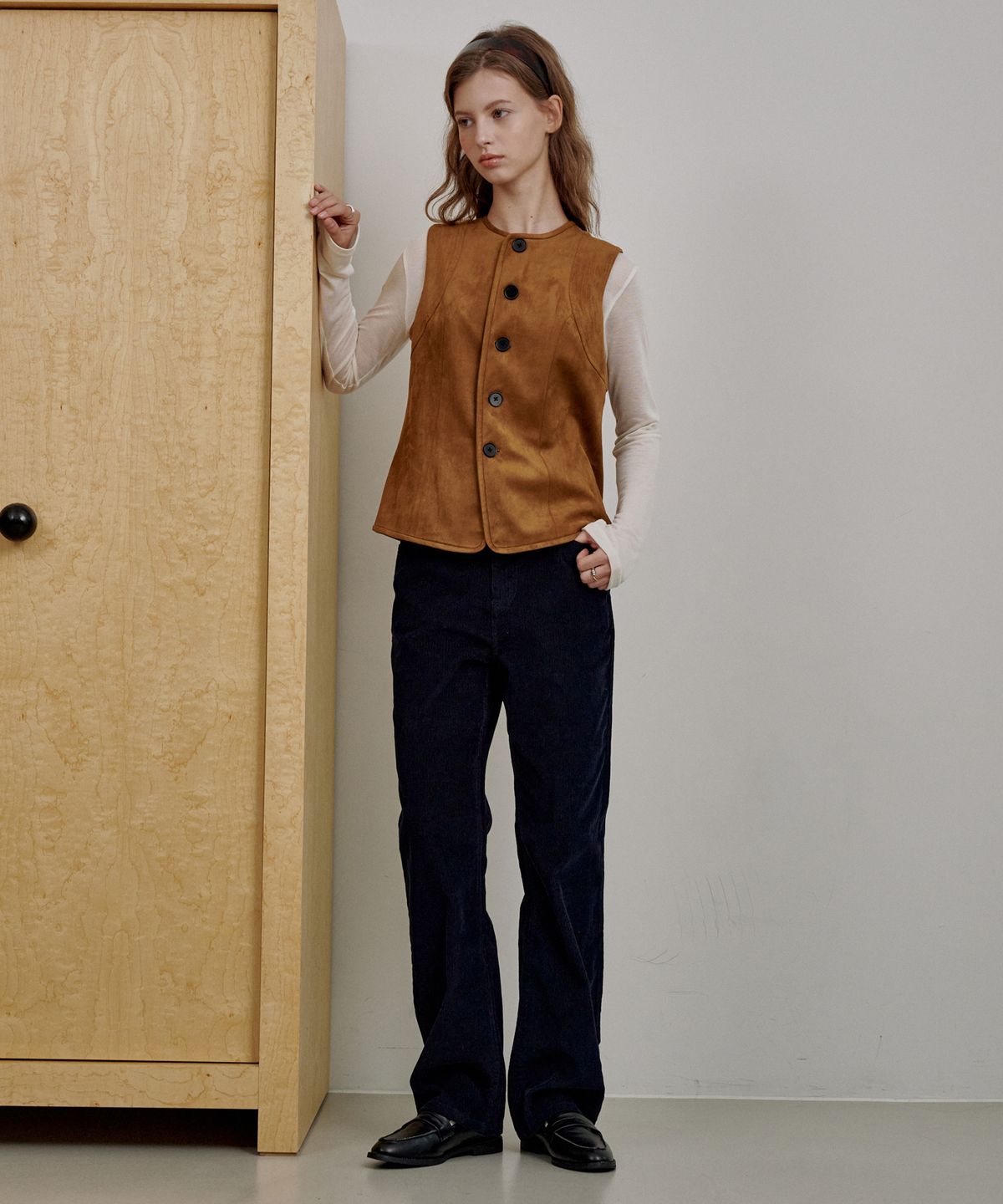 로시로우(LOSSYROW) Straight Corduroy Pants Dark Navy