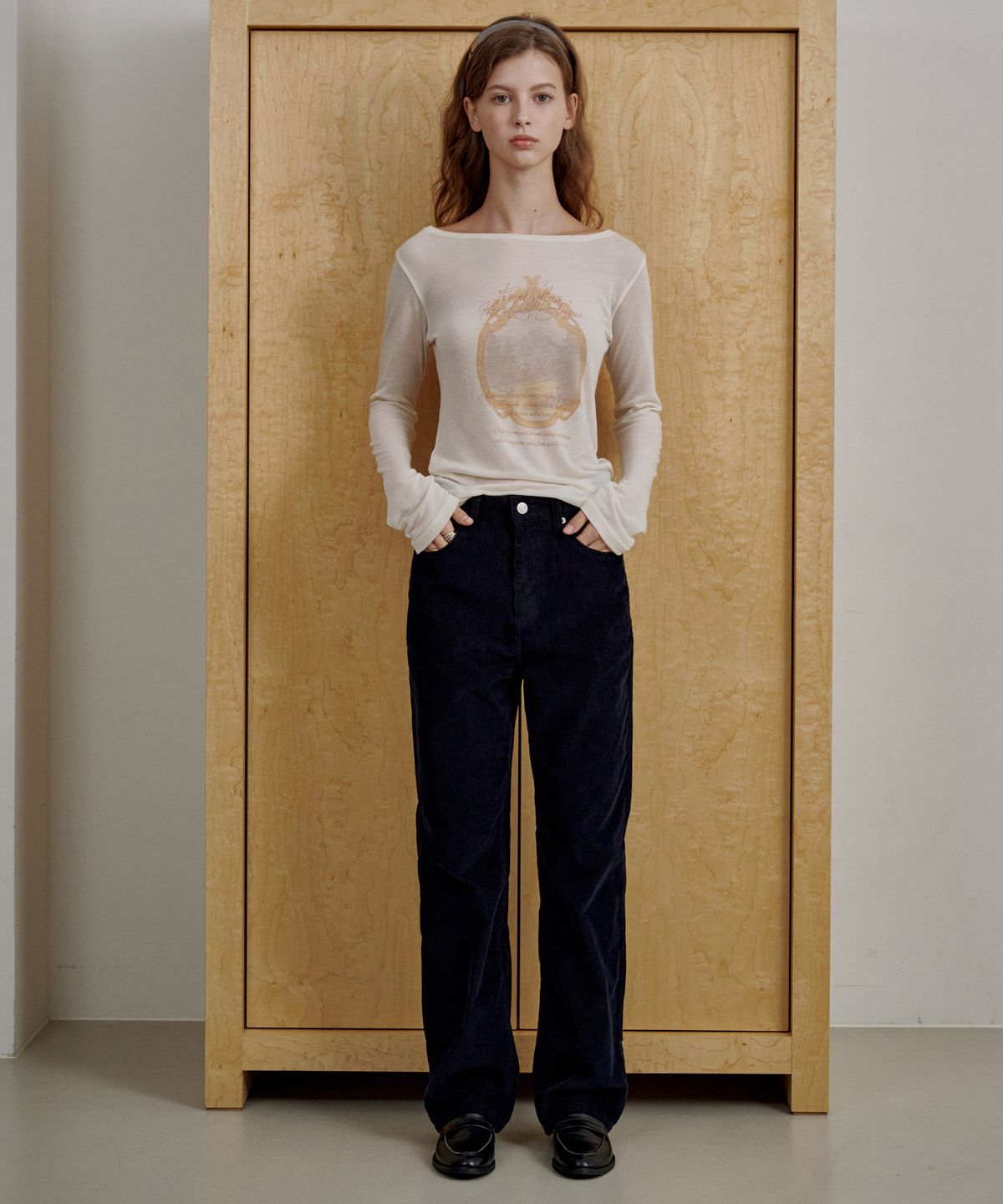 로시로우(LOSSYROW) Straight Corduroy Pants Dark Navy