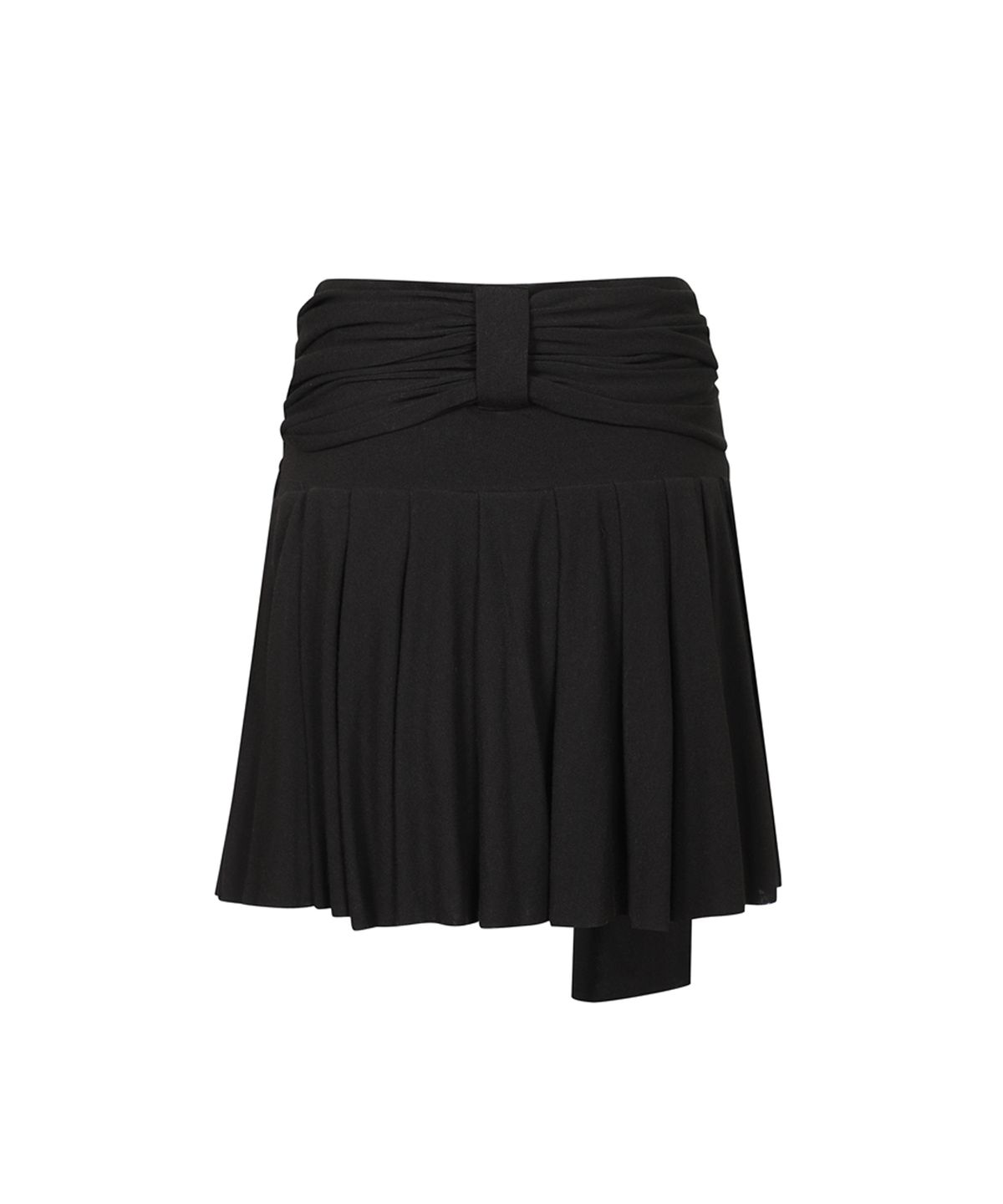 쓰리투에이티(THREE TO EIGHTY) RIBBON KNOTTED MINI SKIRT BLACK