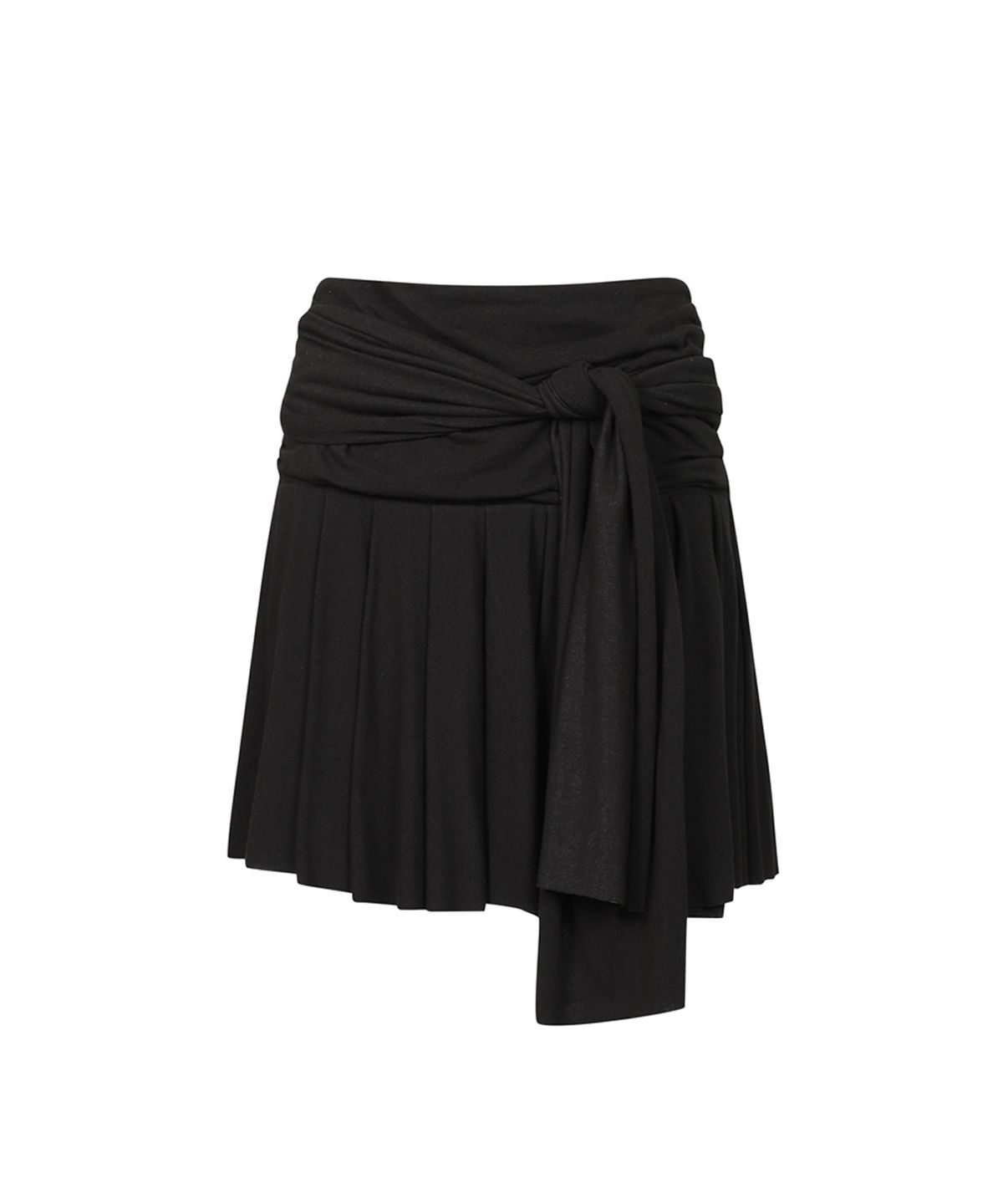 쓰리투에이티(THREE TO EIGHTY) RIBBON KNOTTED MINI SKIRT BLACK
