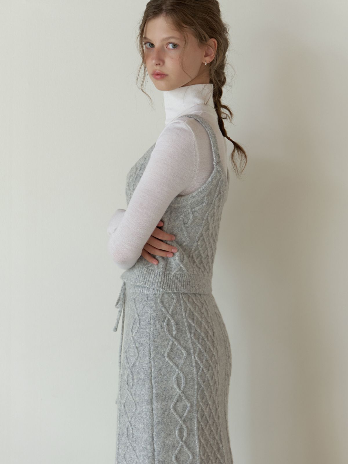 리엘(RE L) Violet knit sleeveless (melange gray)
