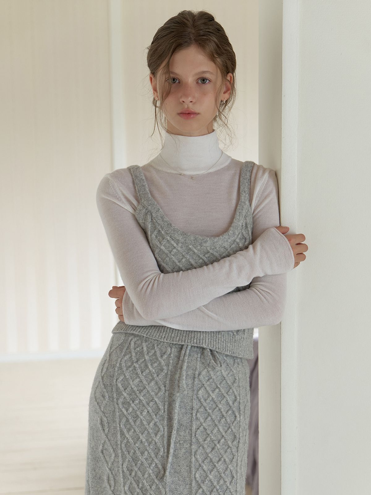 리엘(RE L) Violet knit sleeveless (melange gray)