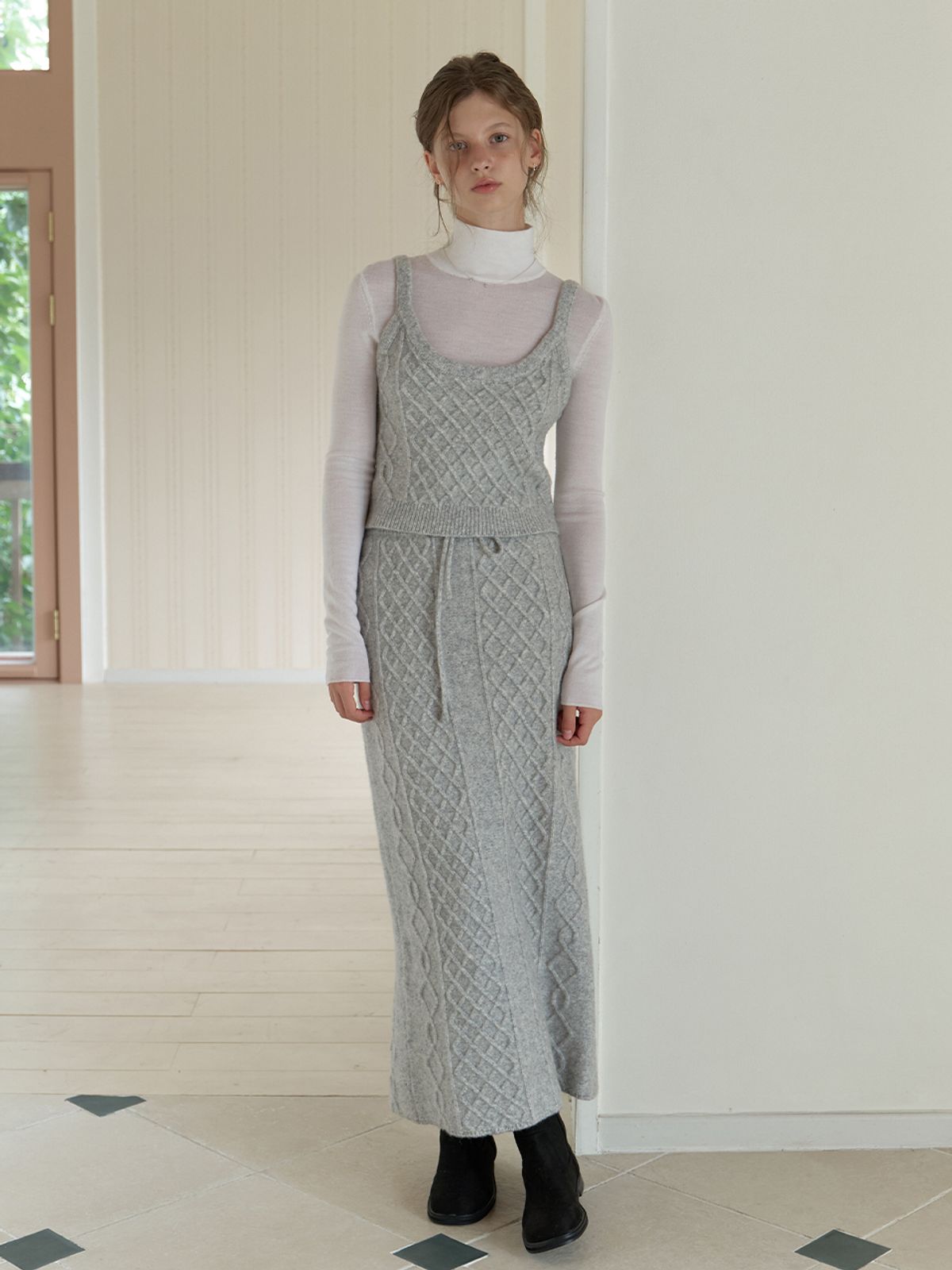 리엘(RE L) Violet knit sleeveless (melange gray)