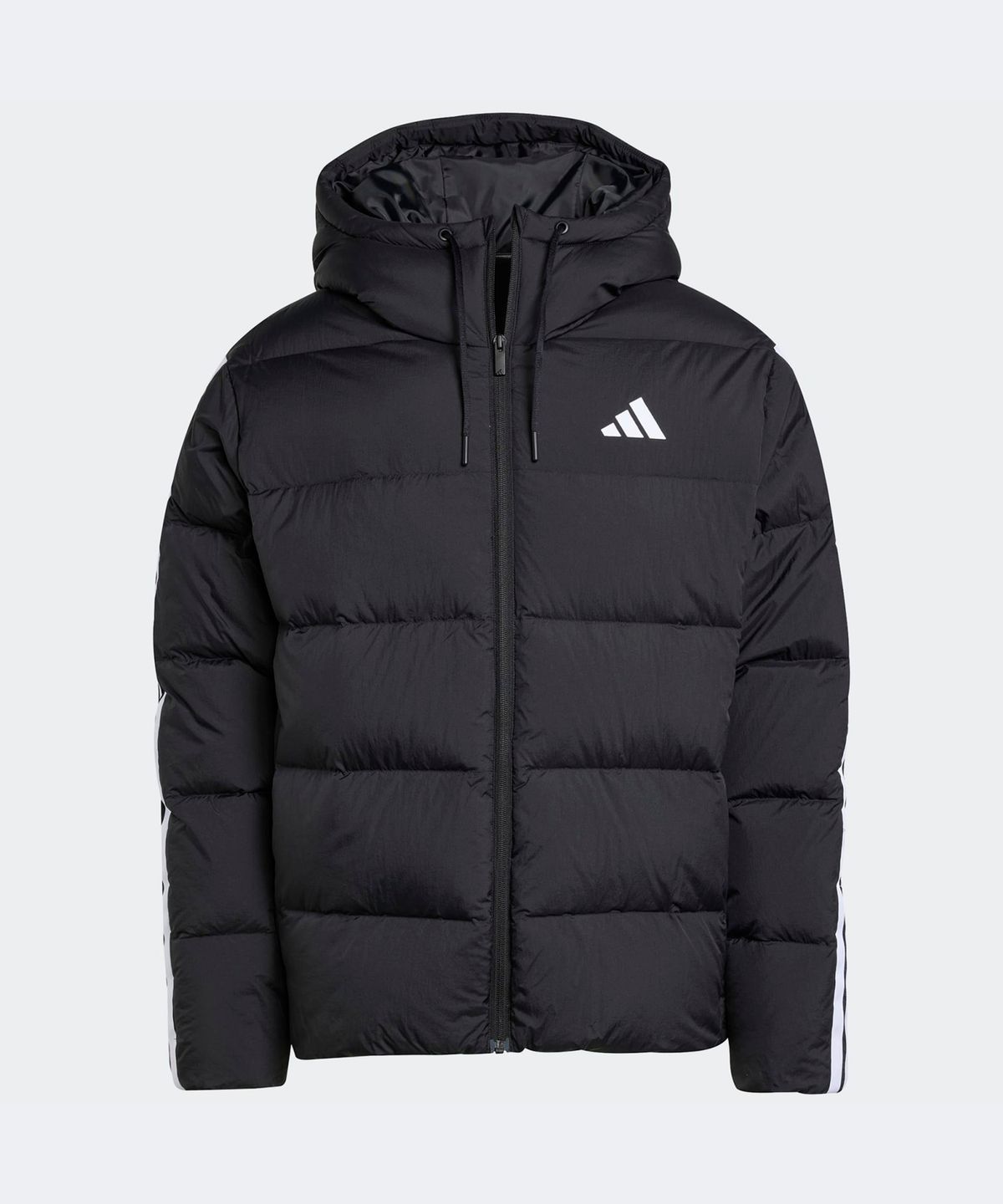 아디다스(ADIDAS) 클라이마웜 3-스트라이프 푸퍼 다운 후드 재킷 - 블랙 / JM4165