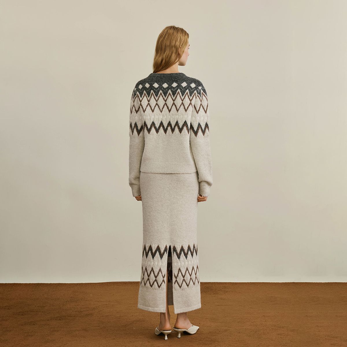 와이와이아이엠(YYIAM) YY_Fair Isle casual slit skirt