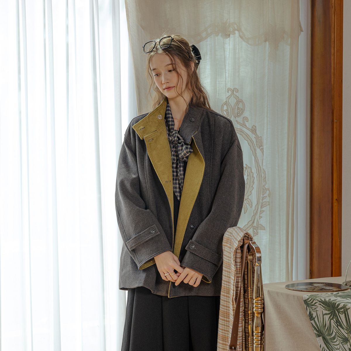 프라우드 마리(PROUD MARY) PM_Corduroy two-tone patchwork coat_2color