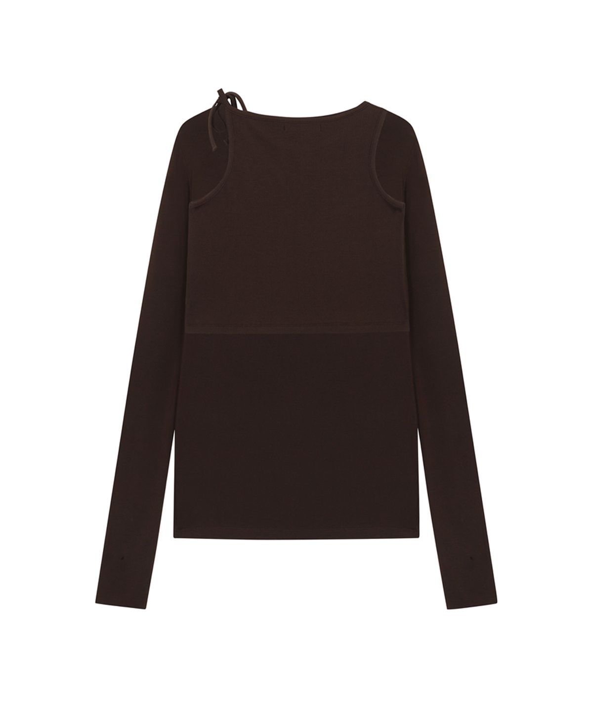 쓰리투에이티(THREE TO EIGHTY) KNOTTED STRAP LAYERED TEE BROWN