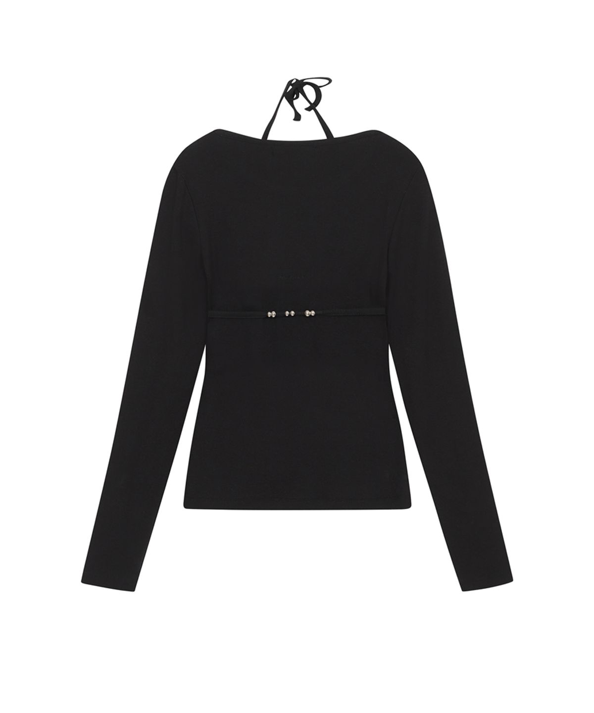쓰리투에이티(THREE TO EIGHTY) [2nd REORDER] BEADY BRA LAYER LONG SLEEVE TEE BLACK