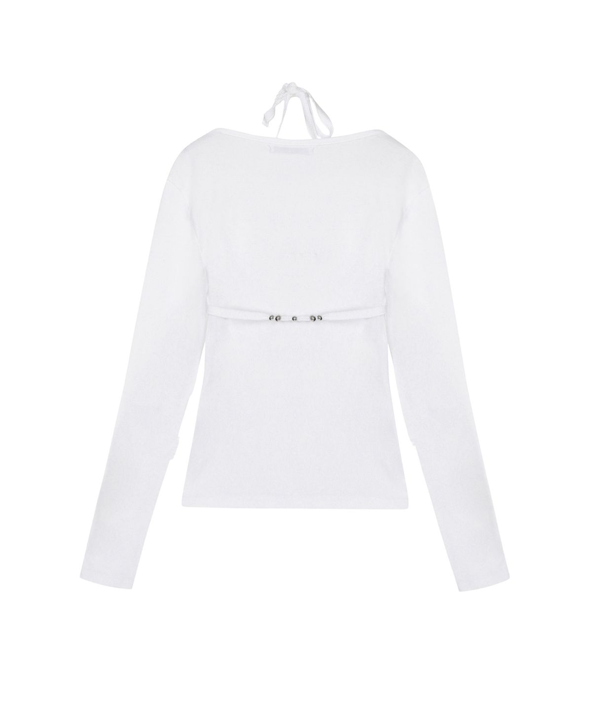 쓰리투에이티(THREE TO EIGHTY) BEADY BRA LAYER LONG SLEEVE TEE WHITE