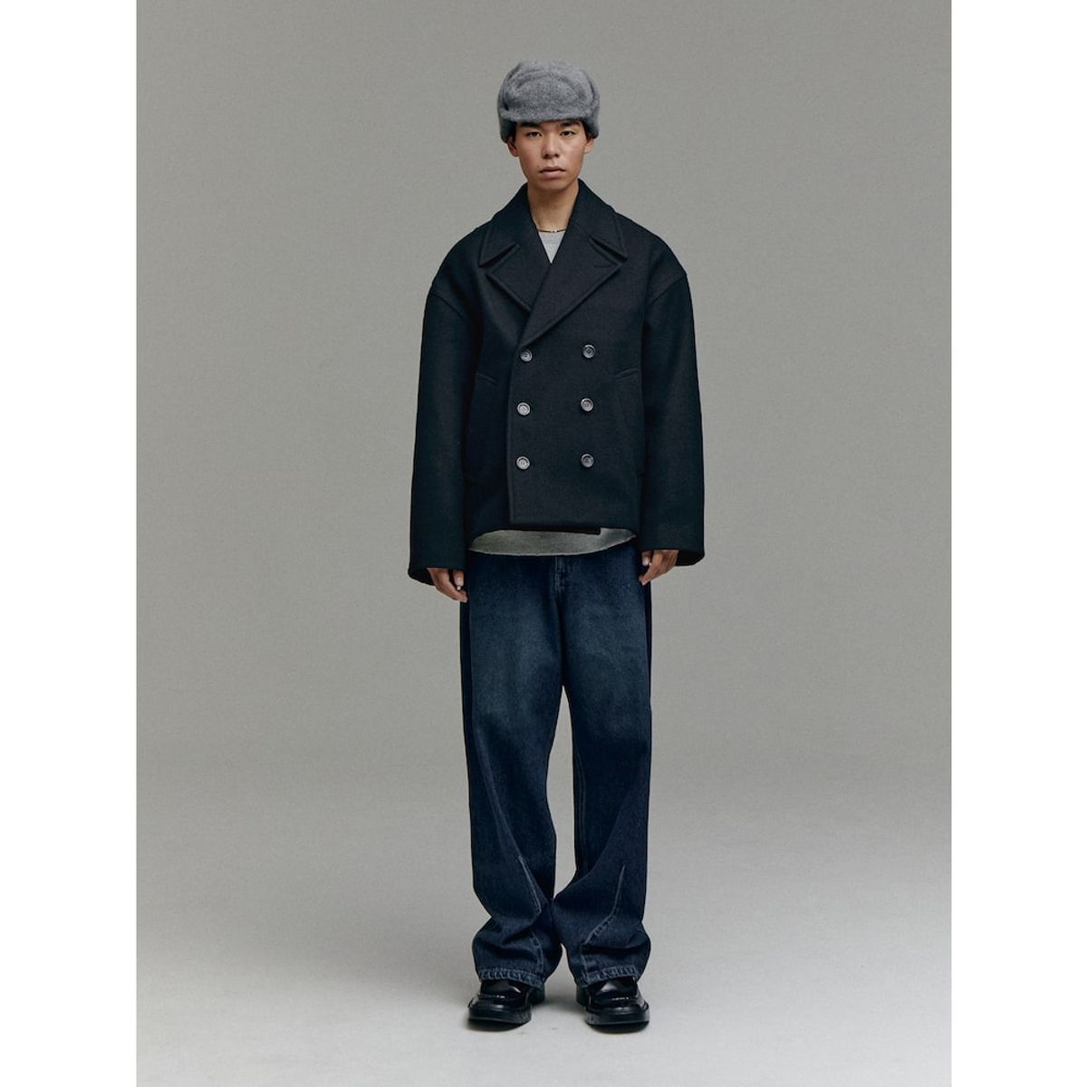 샌드 사운드(SAND SOUND) (UNISEX) 오버사이즈 피코트  블랙