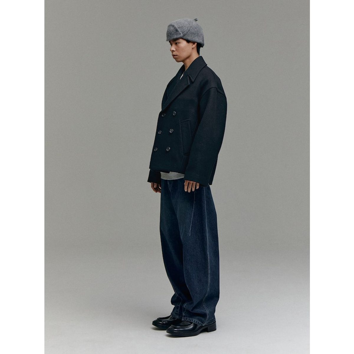 샌드 사운드(SAND SOUND) (UNISEX) 오버사이즈 피코트  블랙