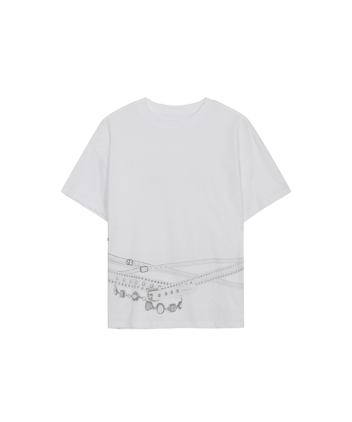 쓰리투에이티(THREE TO EIGHTY) SNAP BELT GRAPHIC TEE WHITE
