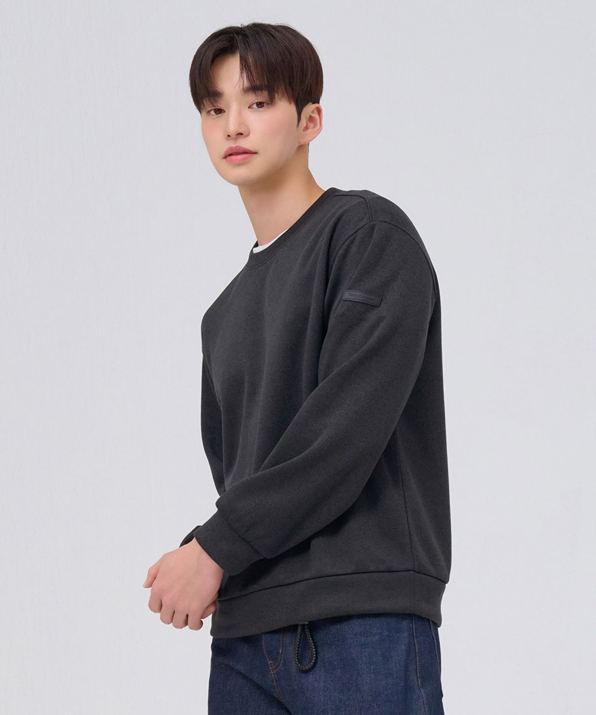 체이스컬트(CHASECULT) 남성 니트 라이크 기모 맨투맨 티셔츠-차콜