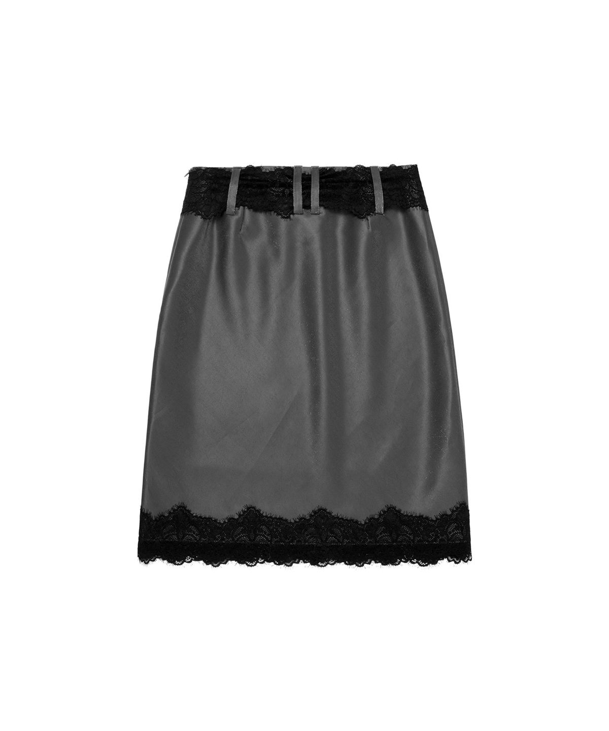 쓰리투에이티(THREE TO EIGHTY) LACE MIDI SKIRT CHARCOAL
