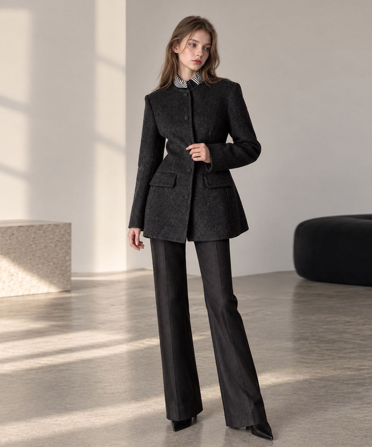 바스카라(VASCARA) Handmade Wool Round Half Coat