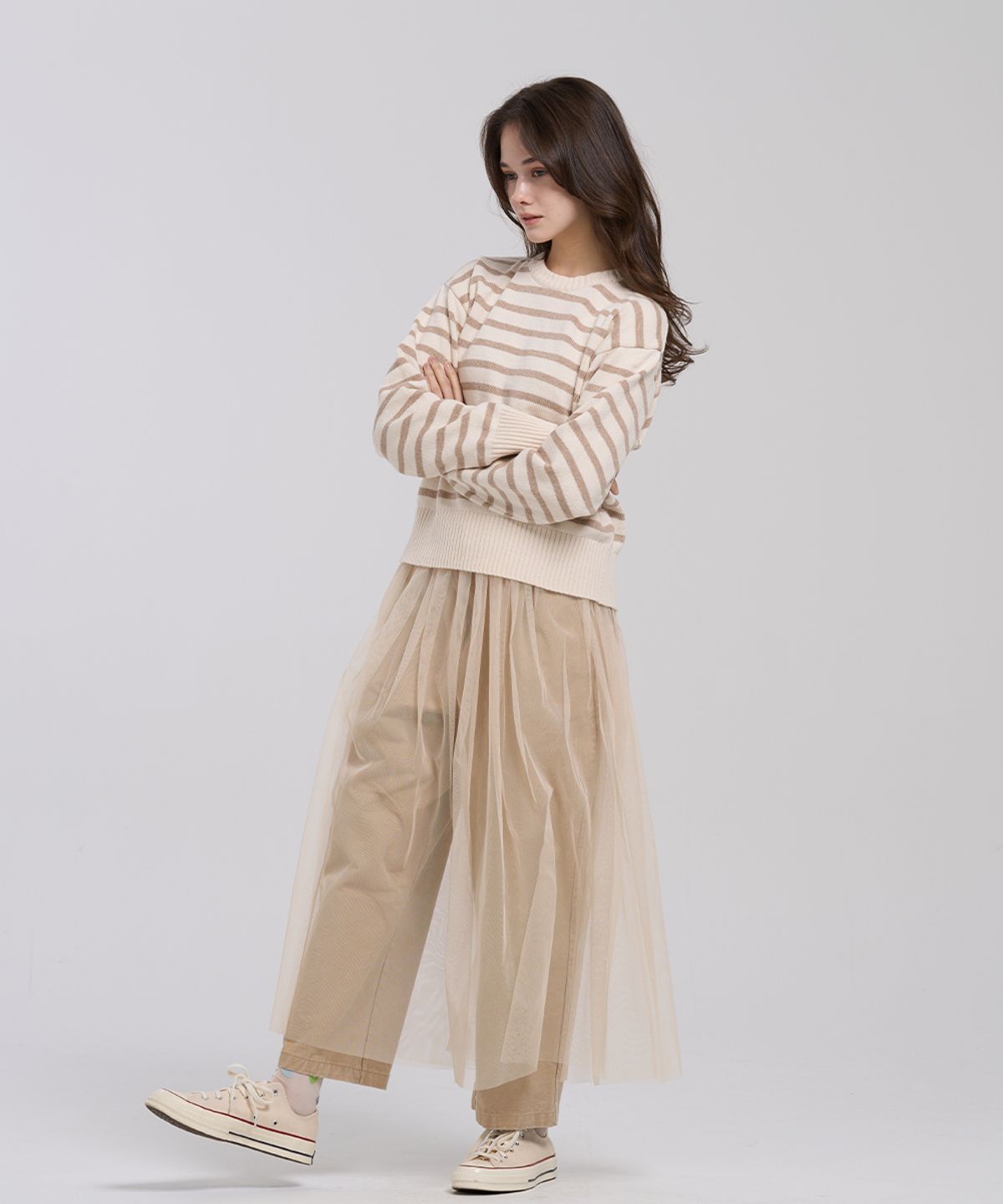 레브하티드(LEVHEARTED) 판타지아 레이어드 스커트 - 베이지