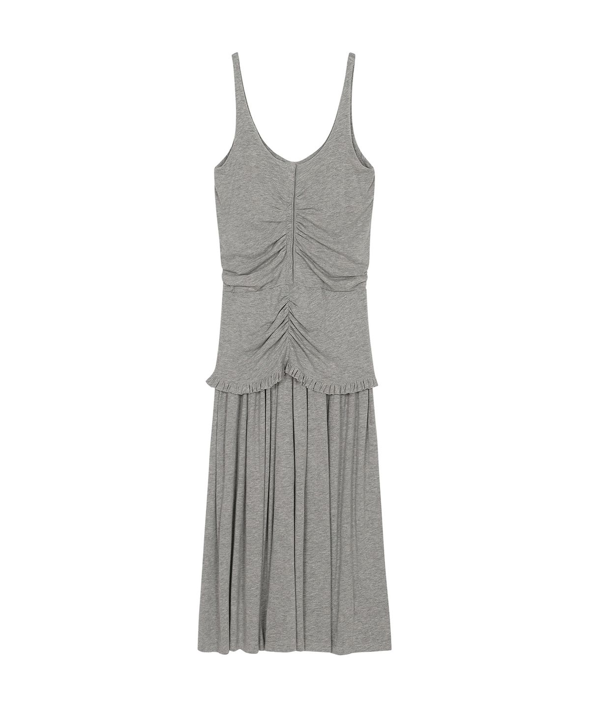 쓰리투에이티(THREE TO EIGHTY) RUCHED SNAP PANEL DRESS M.GREY