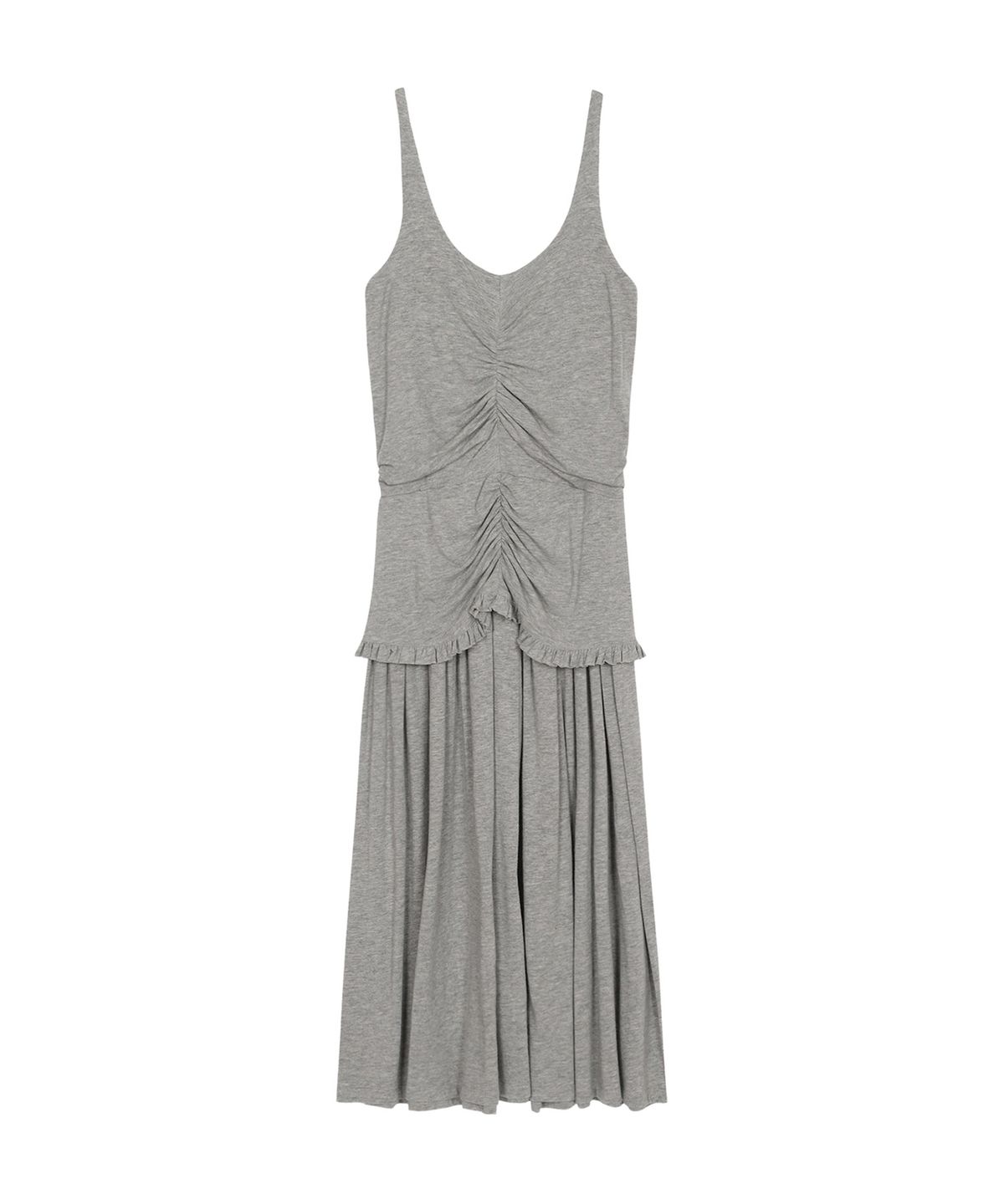 쓰리투에이티(THREE TO EIGHTY) RUCHED SNAP PANEL DRESS M.GREY