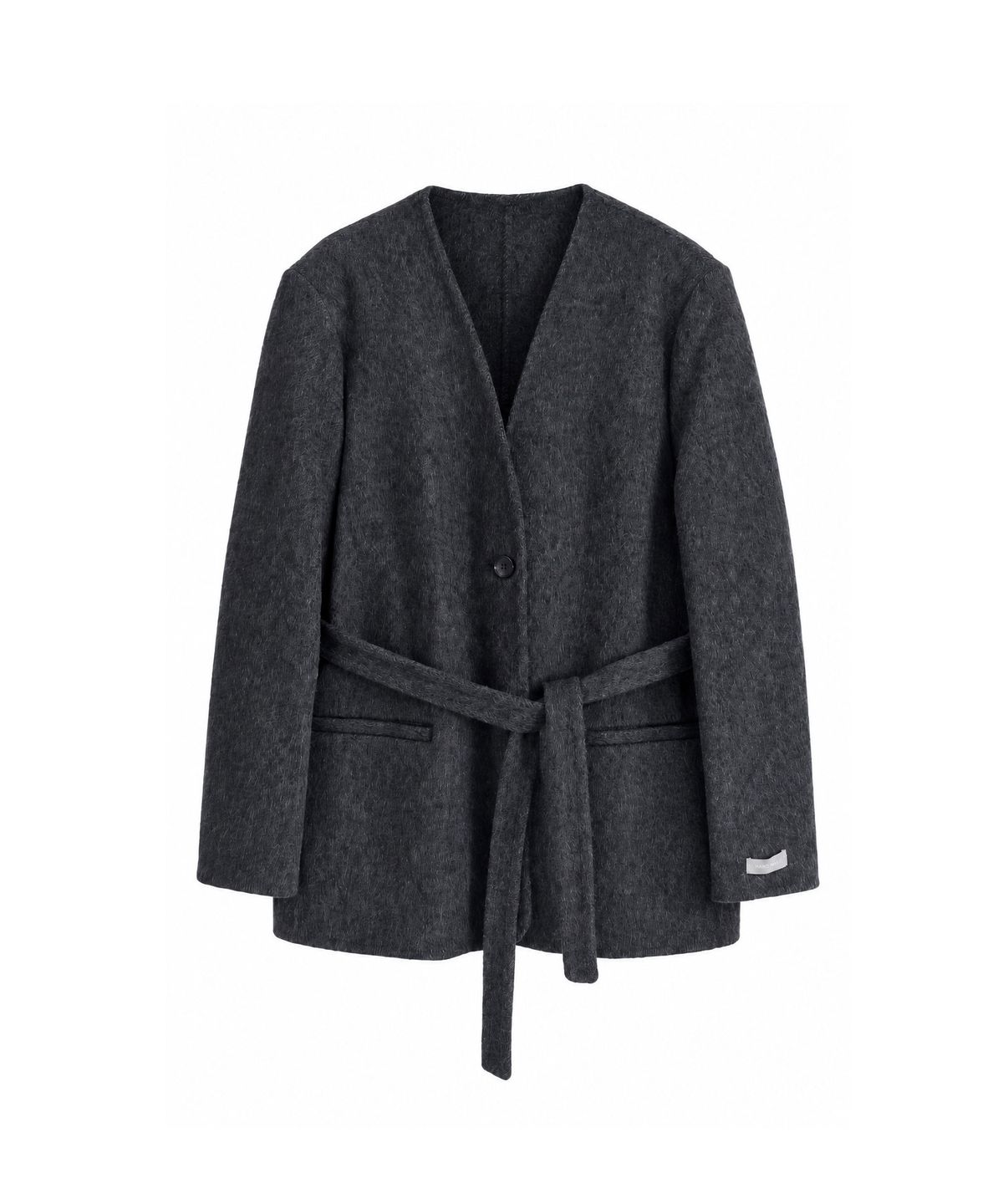 바스카라(VASCARA) Handmade Collarless Belted Wool Jacket (3colors)