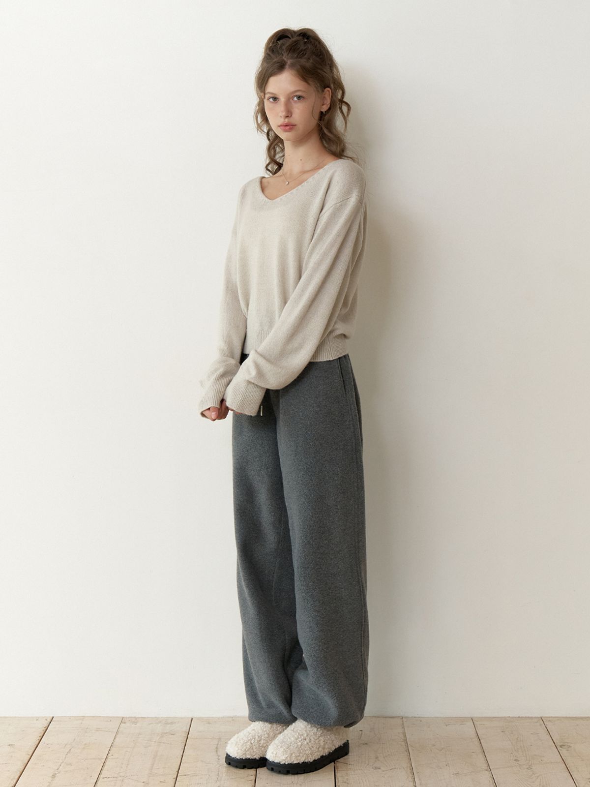 리엘(RE L) Oui fleece sweat pants (charcoal)