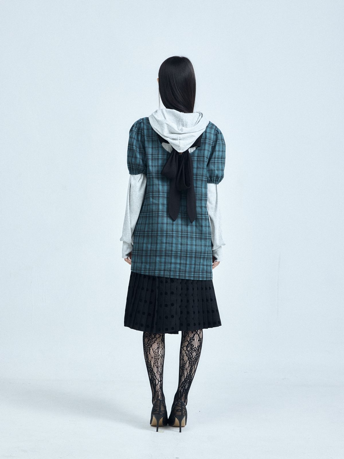 콜로신스(COLOCYNTH) Black Tie Blouse Teal Check - 사이즈 & 후기 