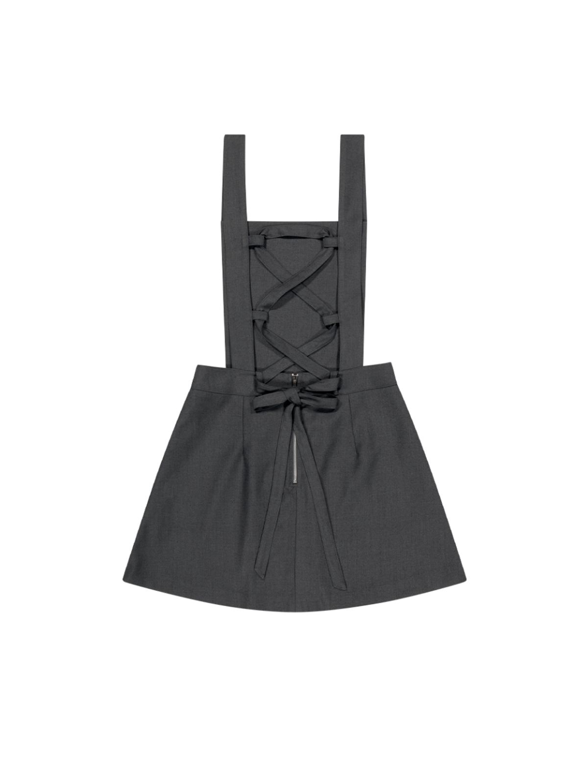 뚜오미오(TUOMIO) [리퍼브 특가] APRON-LIKE MINI DRESS [CHARCOAL]