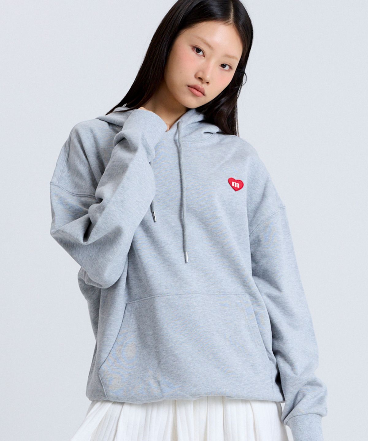 마크니(MACNI) HEART SYMBOL HOODIE MELANGE GREY