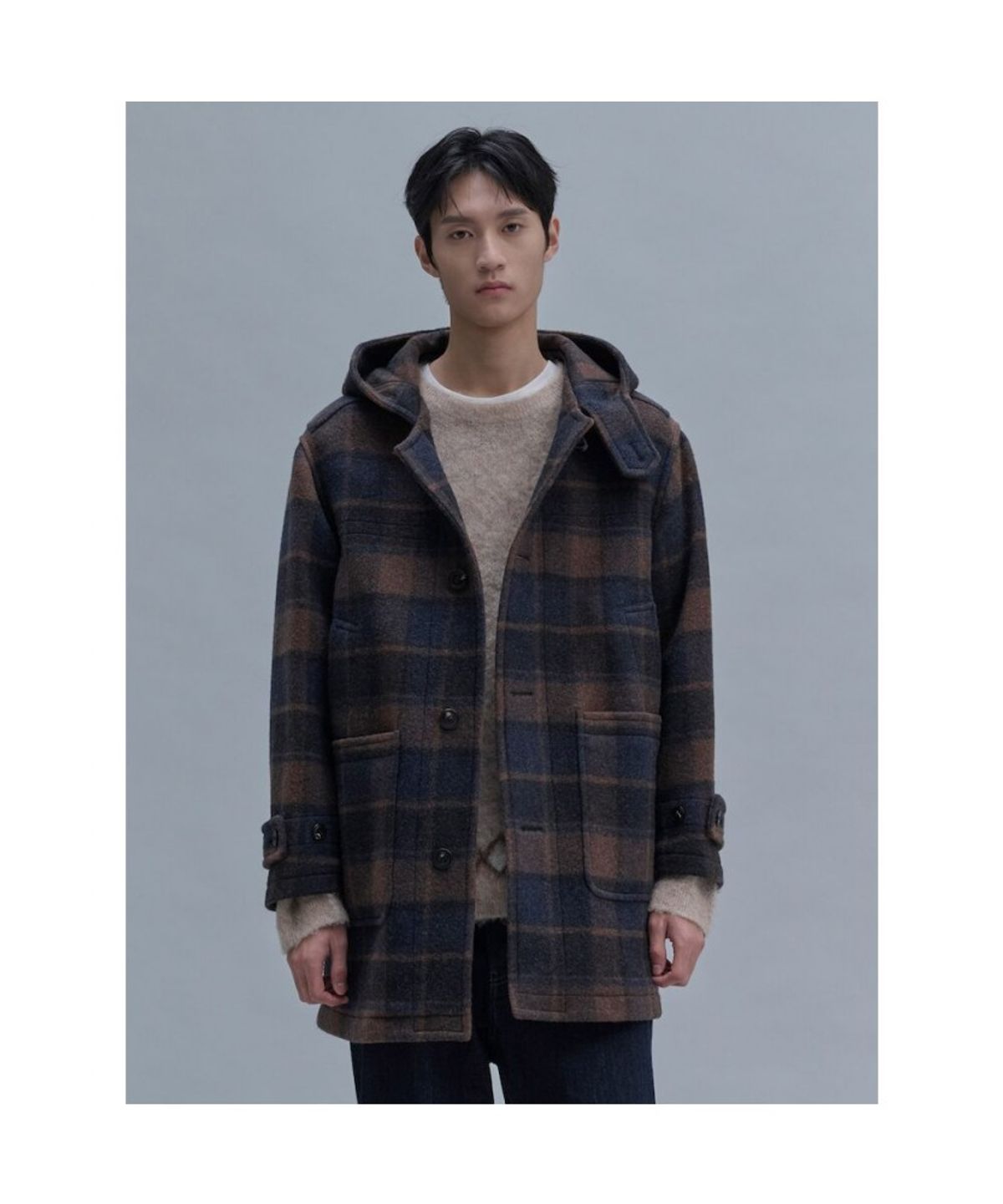 시프트지(SHIFT.G) Check Hooded Coat  Navy