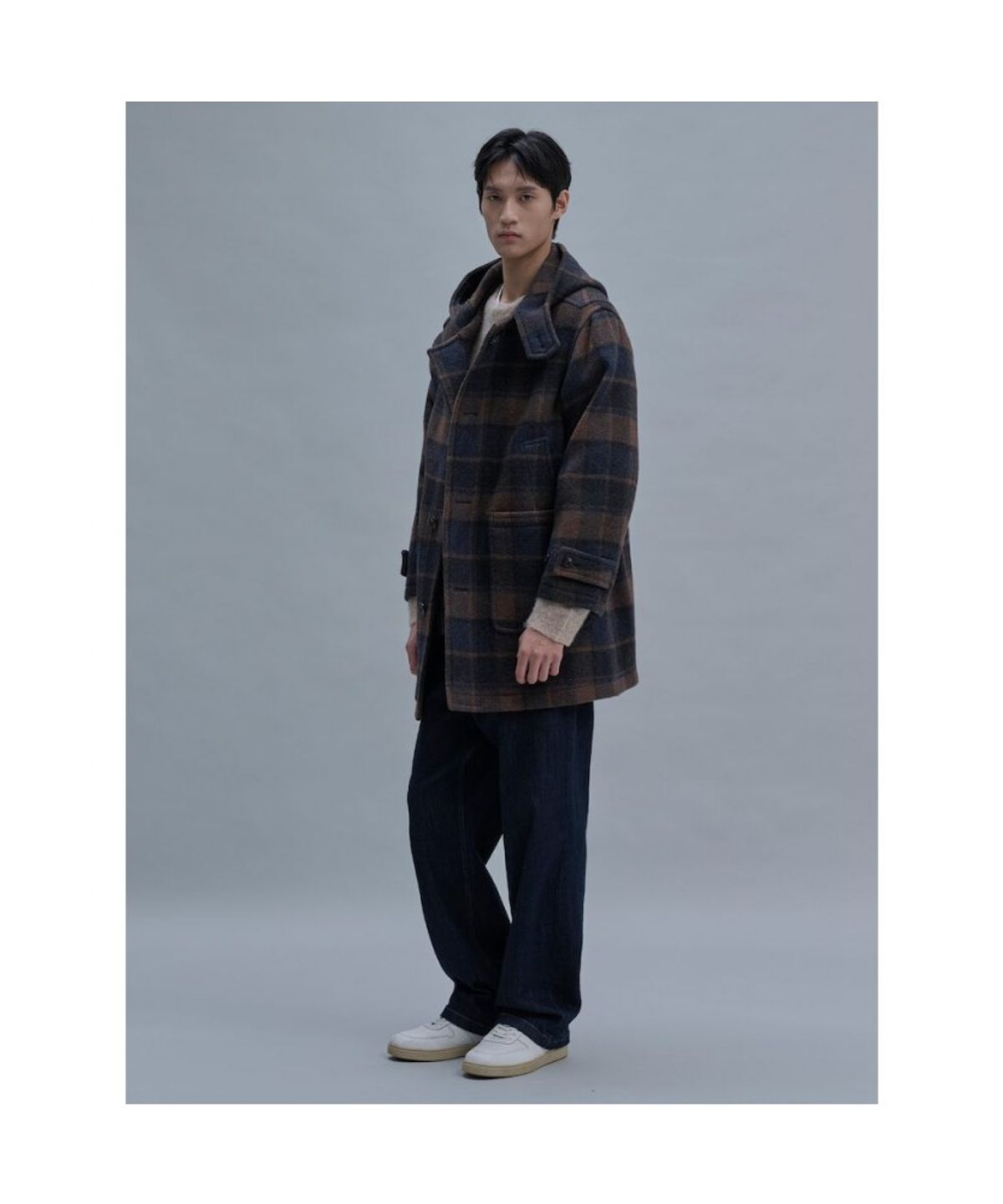 시프트지(SHIFT.G) Check Hooded Coat  Navy