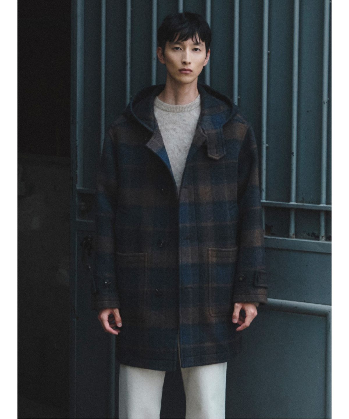 시프트지(SHIFT.G) Check Hooded Coat  Navy