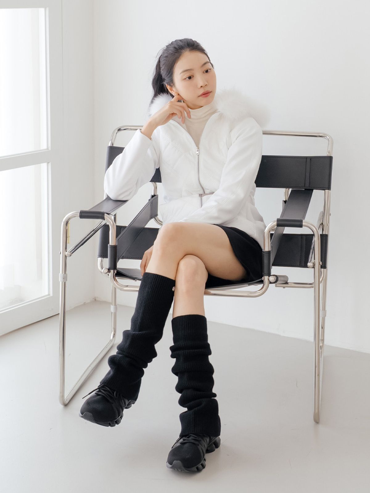 니티나(NITINA) 폭스 퍼 퀼팅 점퍼 WH
