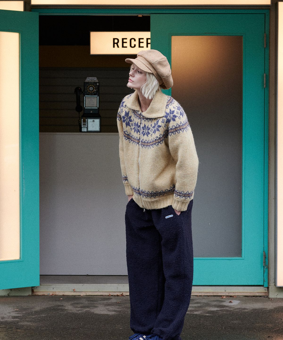 그린버터(GREENBUTTER) Wool Neps Newsboy Cap (Camel)