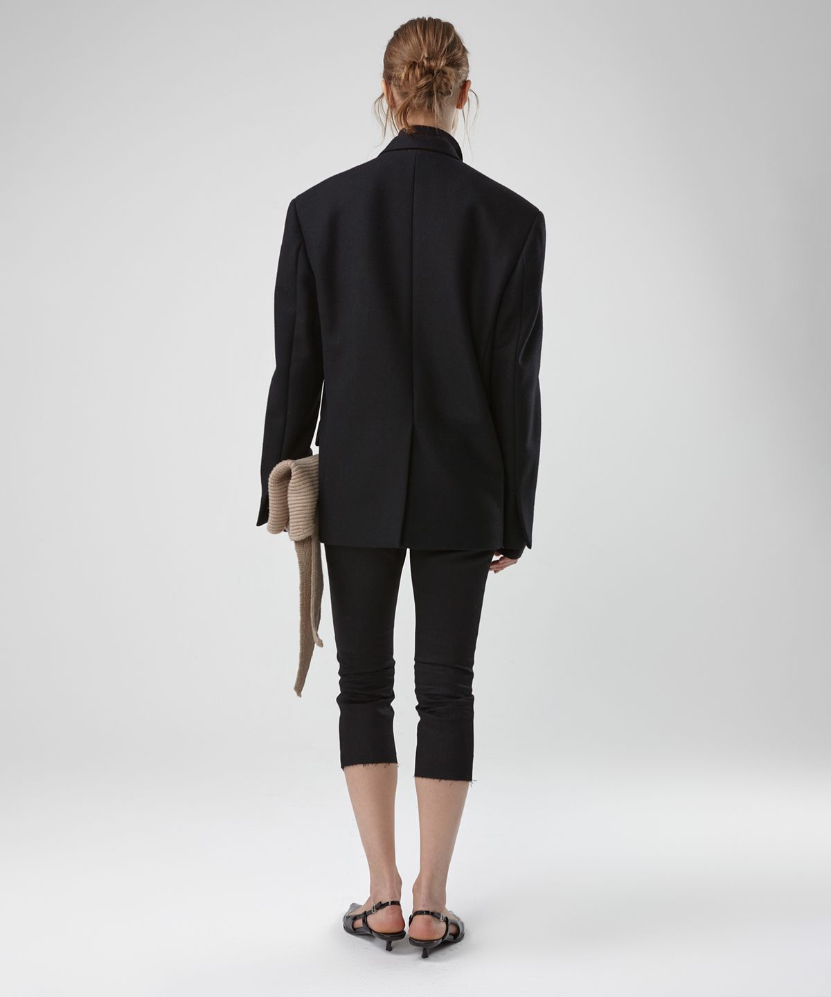 이안조(EAN JO) WOOL TWILL OVERSIZED SINGLE BREASTED JACKET (BLACK)