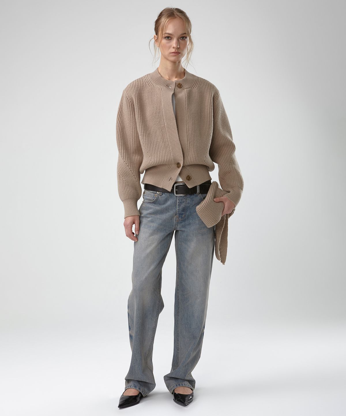 이안조(EAN JO) HEAVY WOOL CHUNKY CARDIGAN (BEIGE)