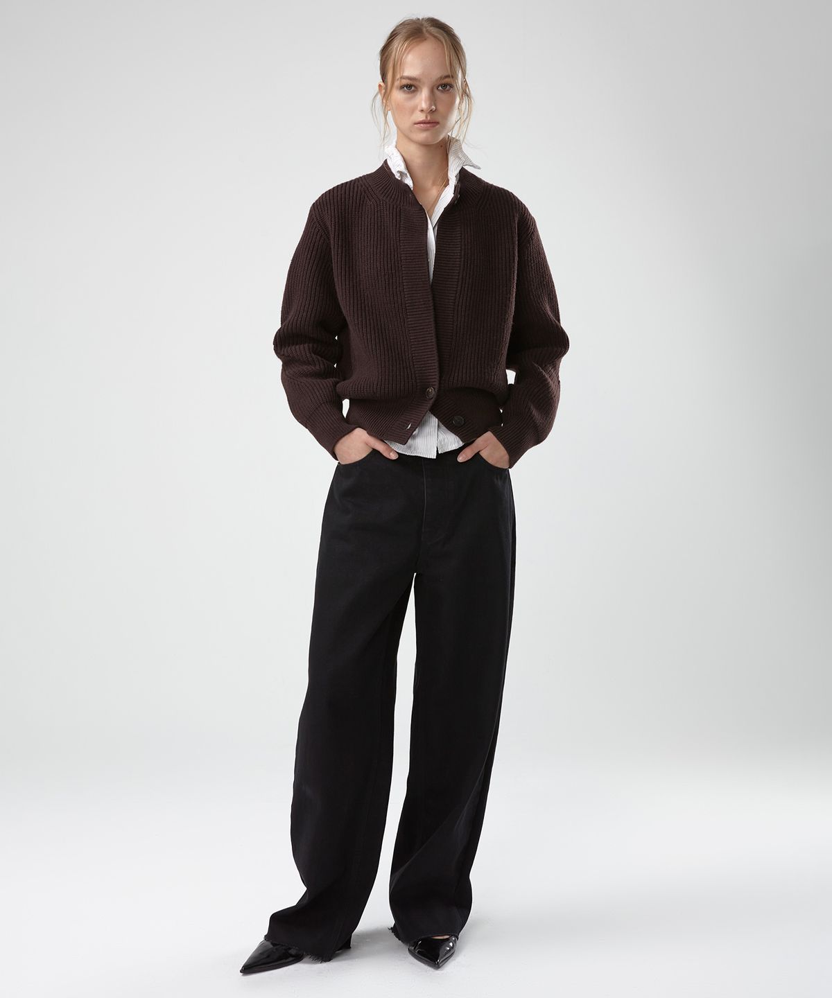 이안조(EAN JO) HEAVY WOOL CHUNKY CARDIGAN (BROWN)