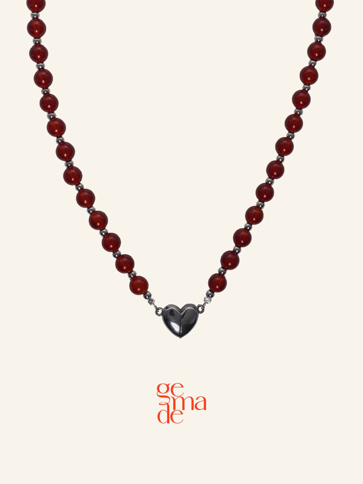 제마드(GEMADE) Heart flutter necklace red #N068