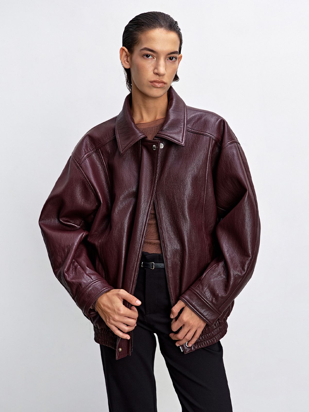 해브레스(HAVELESS) NILE LEATHER JACKET WINE
