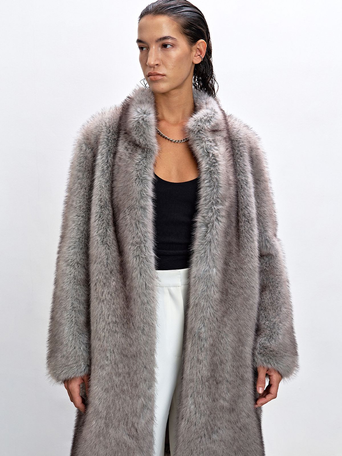 해브레스(HAVELESS) BELLE FAUX FUR COAT GREY