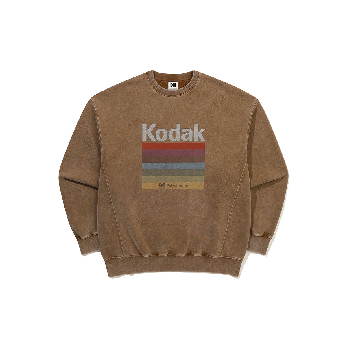 코닥(KODAK) 레인보우 스노우워싱 기모 맨투맨 BROWN