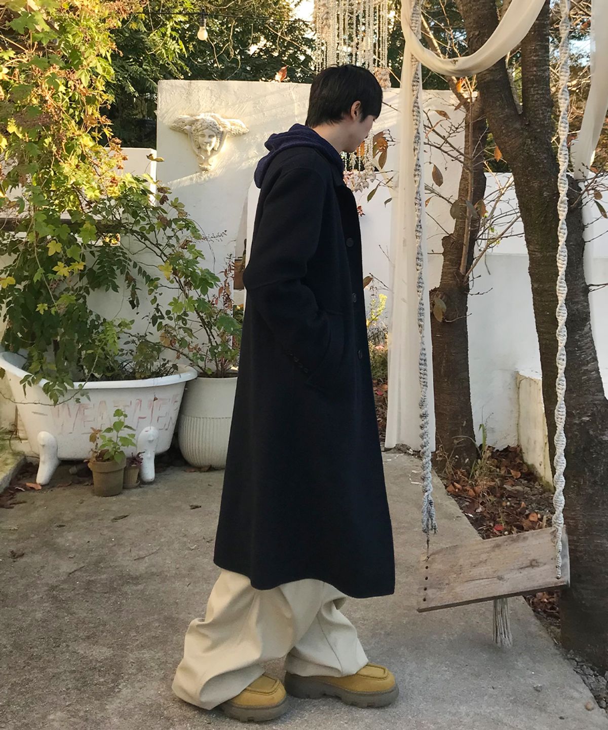 인템포무드(INTEMPOMOOD) 캐시미어 블렌드 핸드메이드 맥 코트_다크네이비