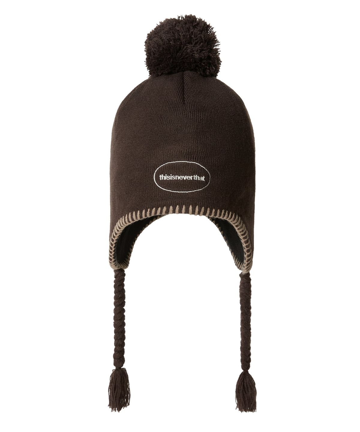 디스이즈네버댓(THISISNEVERTHAT) Pom Earflap Beanie Brown
