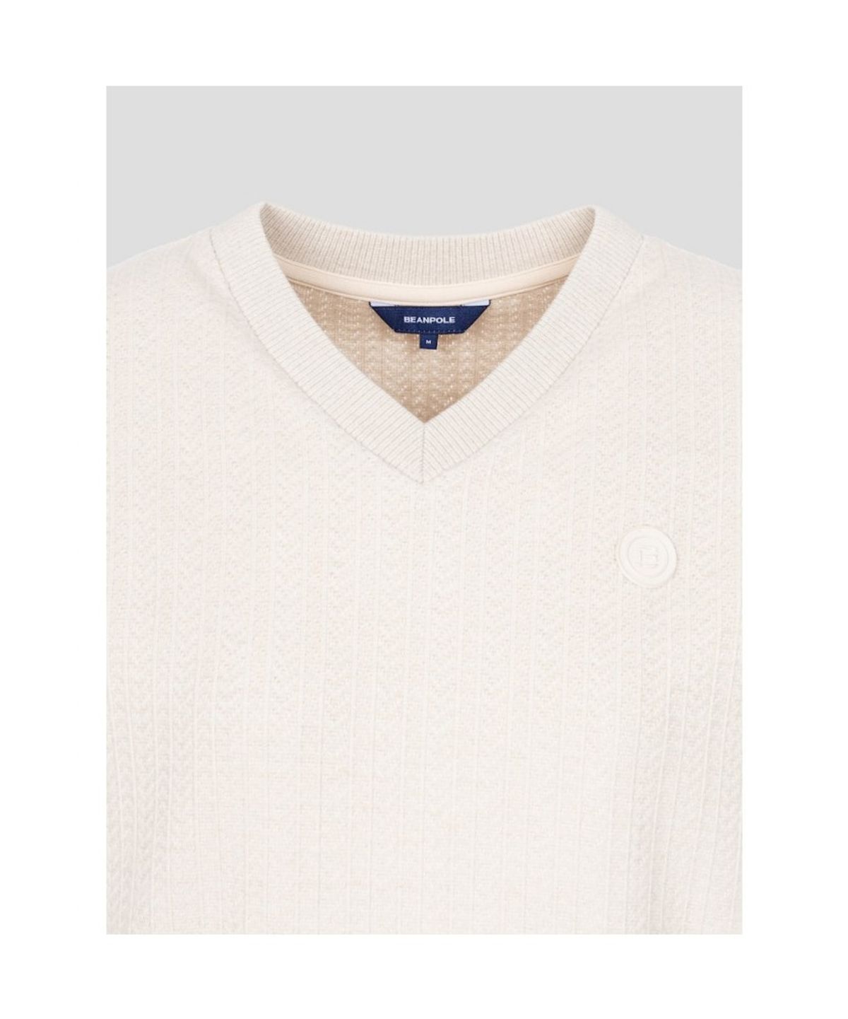 빈폴골프(BEANPOLE GOLF) 여성 기모 브이넥 블루종핏 티셔츠 - 베이지
