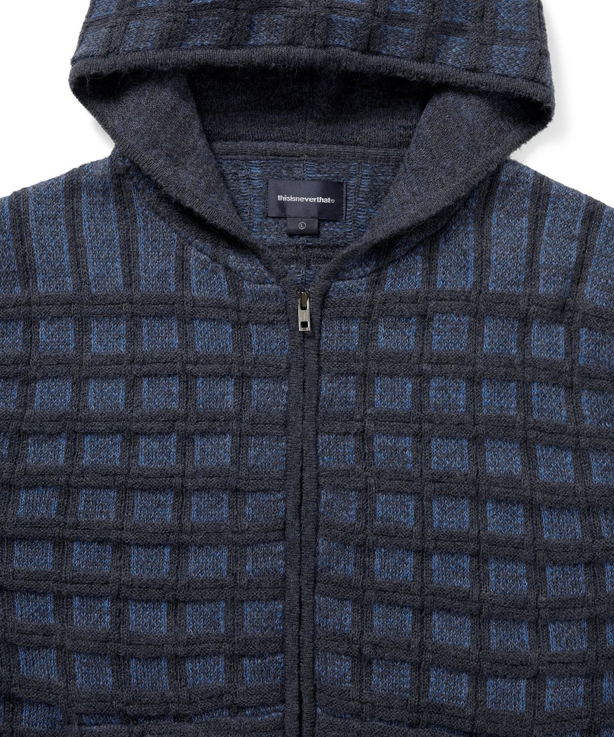 디스이즈네버댓(THISISNEVERTHAT) Textured Knit Zip Hoodie Navy