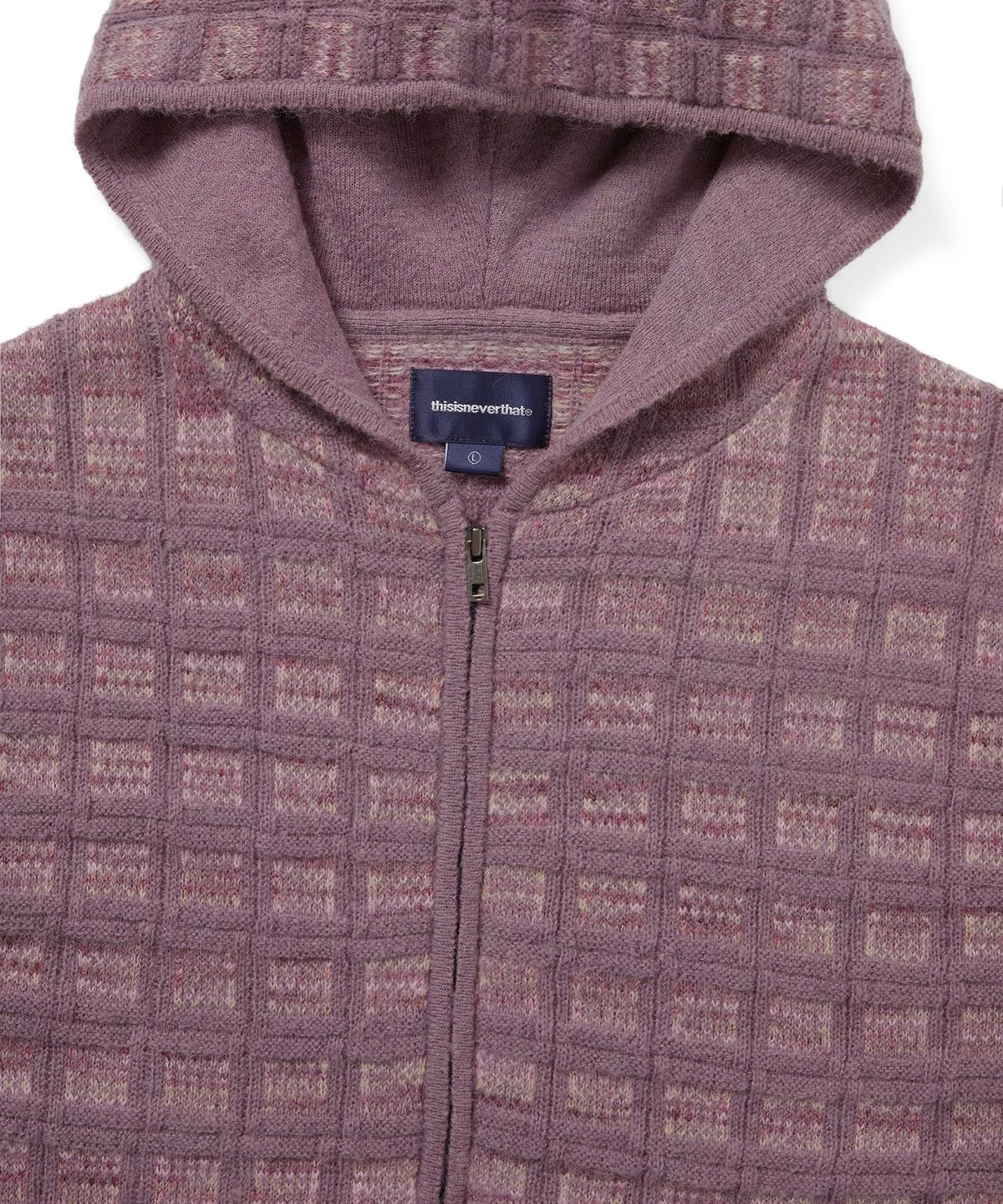 디스이즈네버댓(THISISNEVERTHAT) Textured Knit Zip Hoodie Dusty Pink