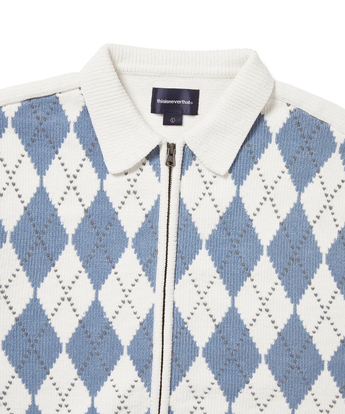 디스이즈네버댓(THISISNEVERTHAT) Argyle Zip Knit Cardigan White
