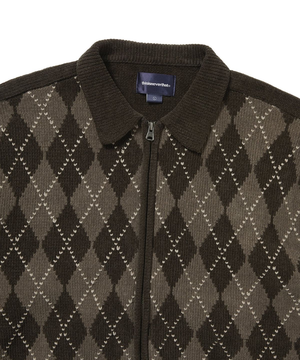 디스이즈네버댓(THISISNEVERTHAT) Argyle Zip Knit Cardigan Brown