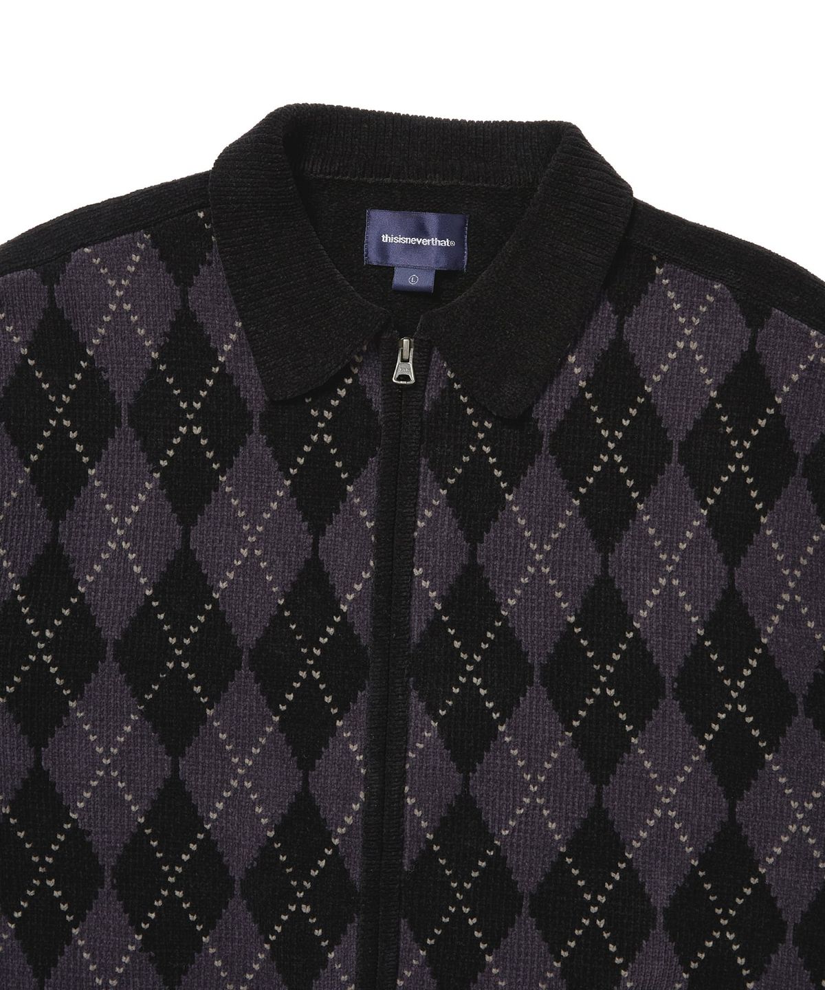 디스이즈네버댓(THISISNEVERTHAT) Argyle Zip Knit Cardigan Black