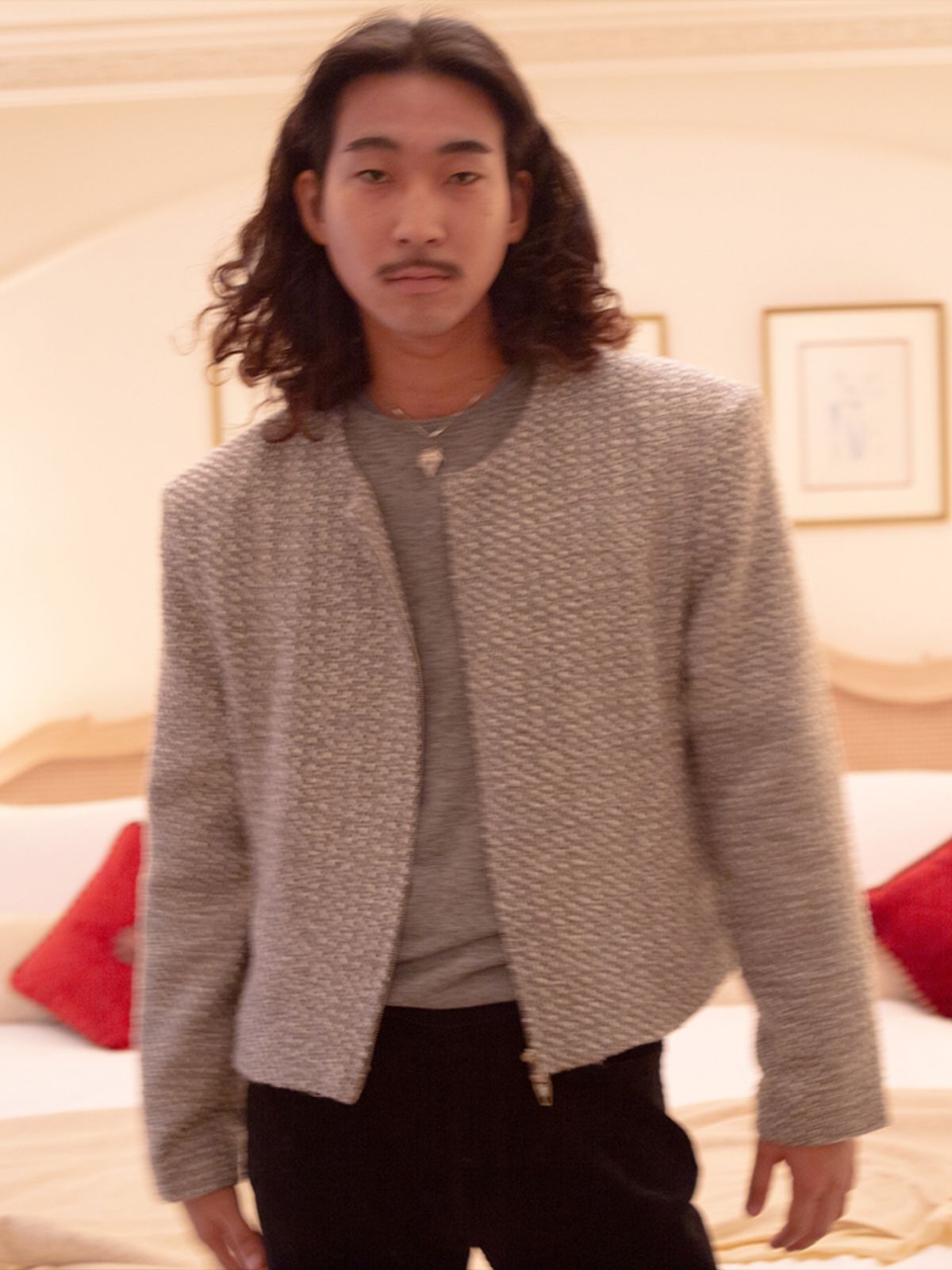 고저(GOZER) TWEED ZIP UP_GREY
