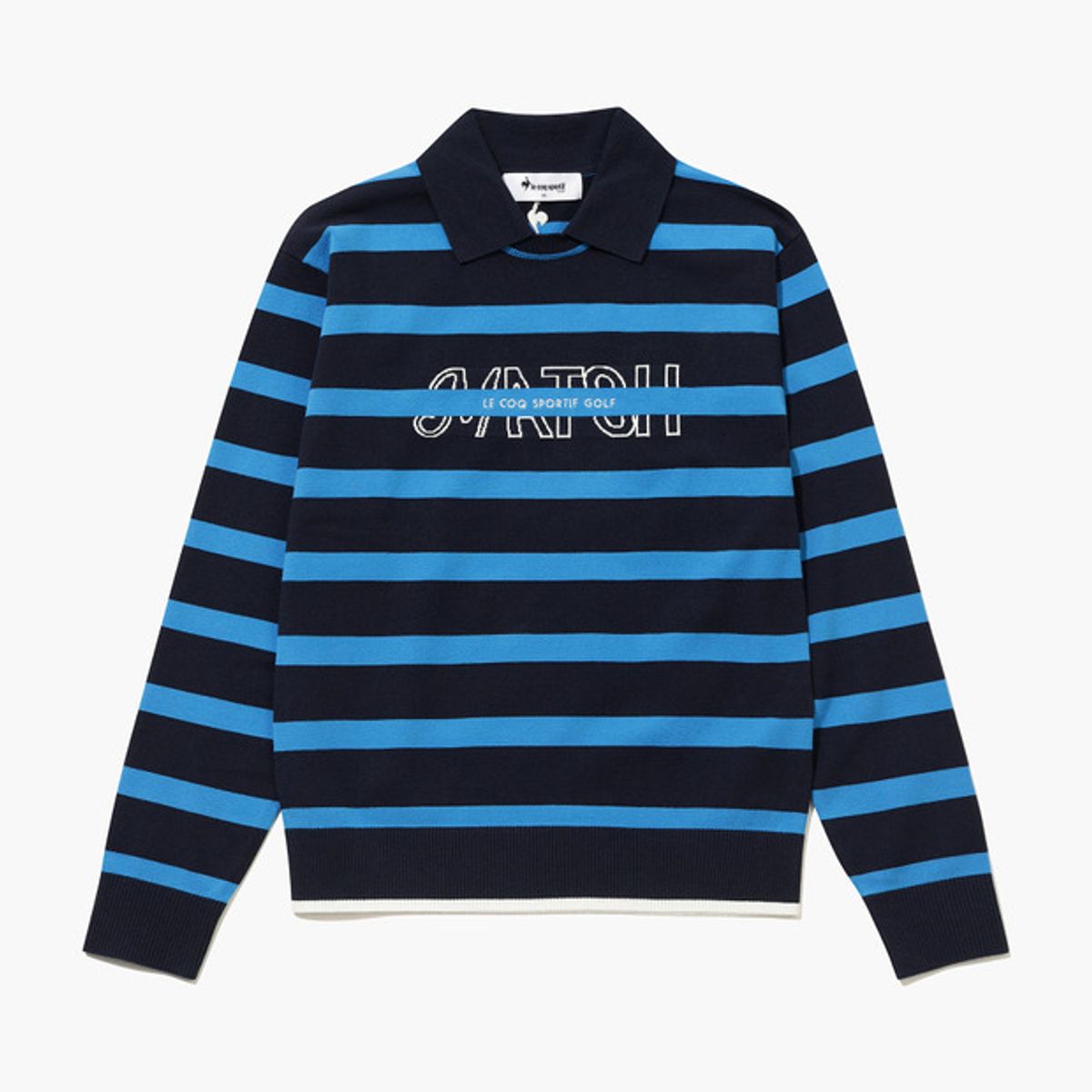 르꼬끄 골프(LECOQ GOLF) 여성 스트라이프 카라 스웨터 _NAVY GQ422LKPO3