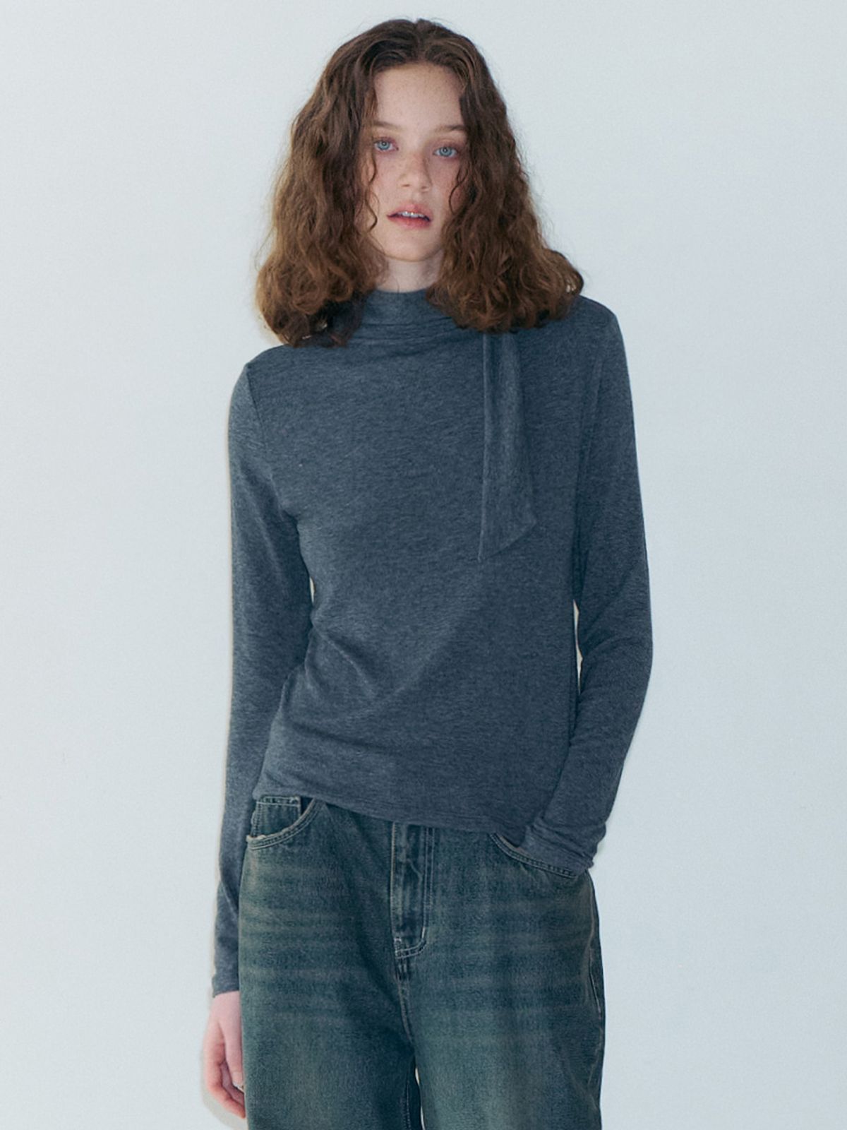 에트몽(ETMON) 2-Way Tie T-Shirt, Charcoal
